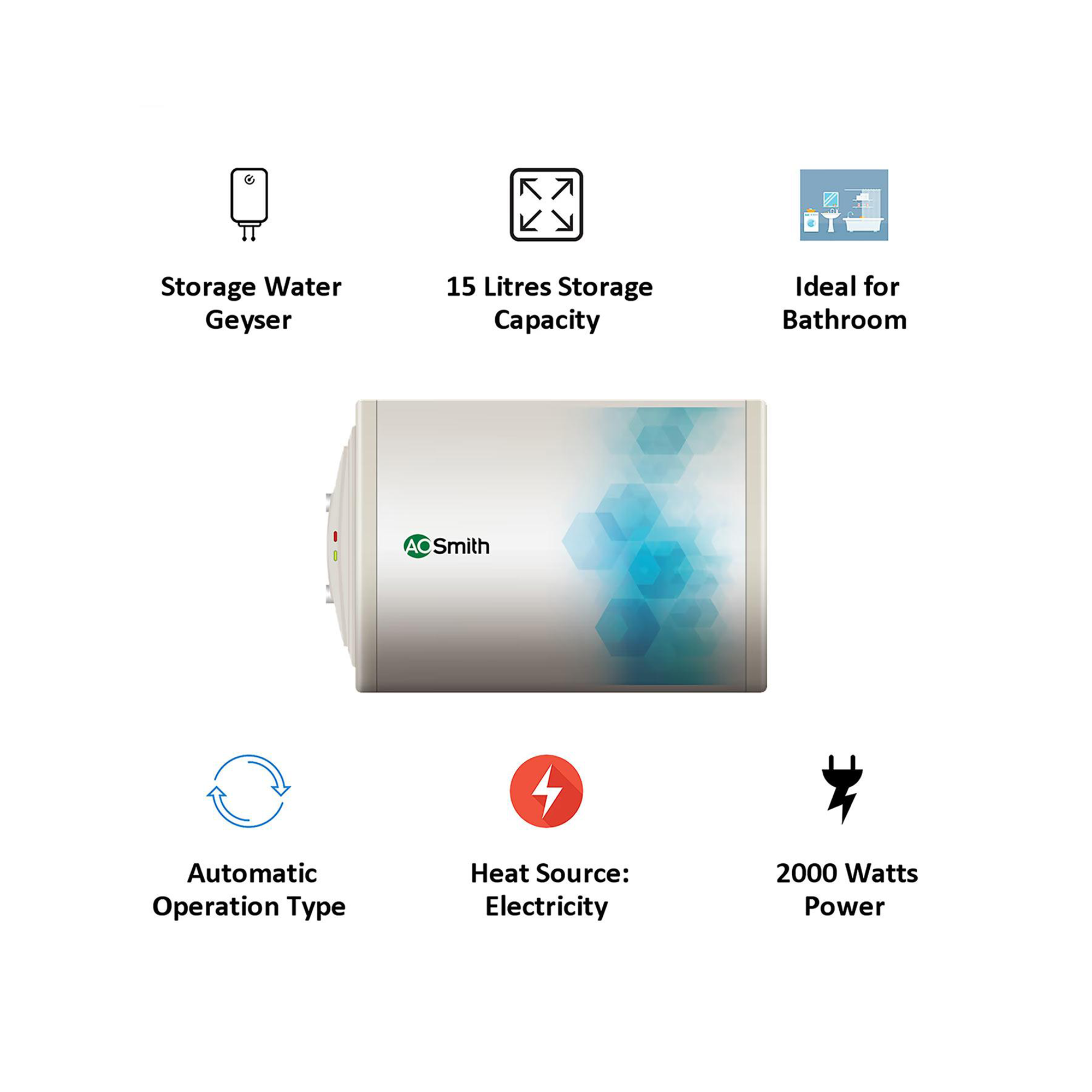Buy AO Smith LHS Water Heater online | 15 ltr