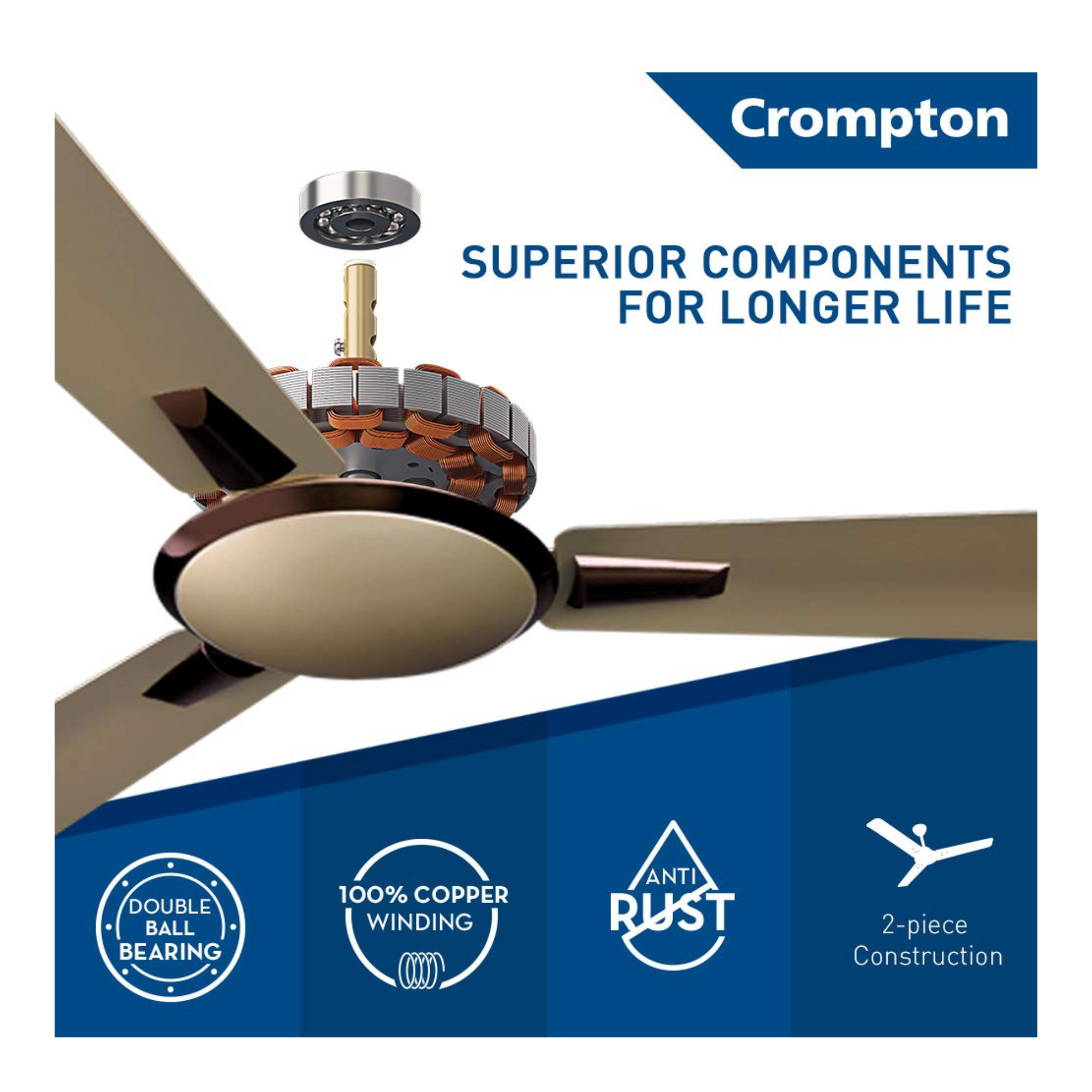 Shop Crompton Aura Prime 1200 mm Ceiling Fan ( Birken Effect ) with  exciting offers