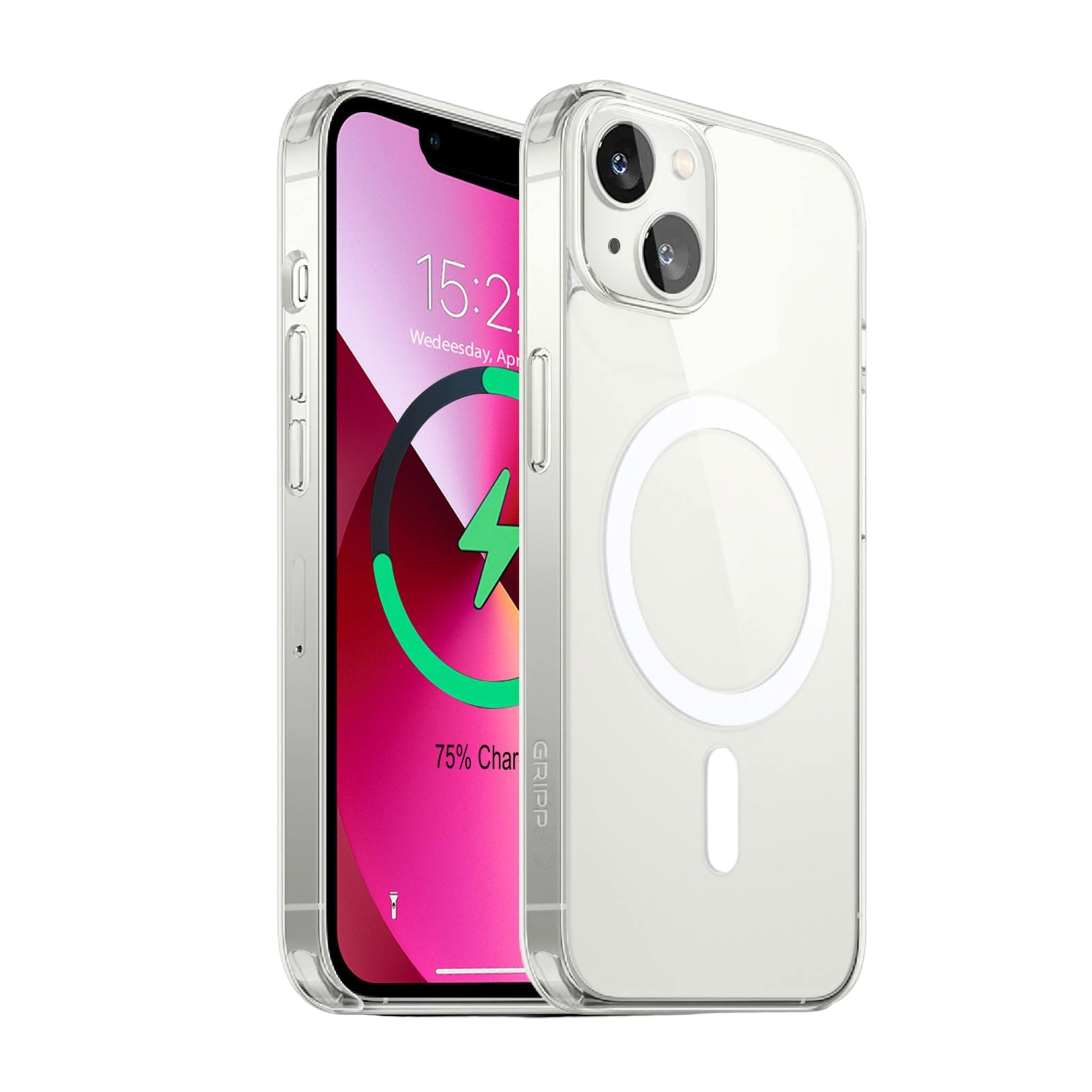 iPhone 14 Plus MagSafe Case With White Ring (Transparent)