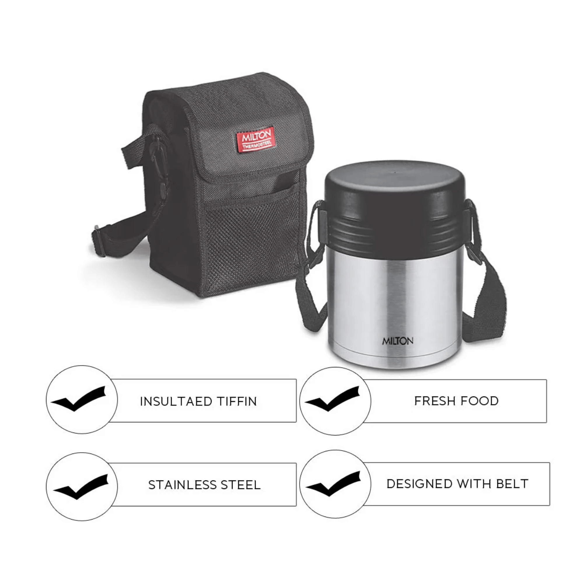 Buy Milton Tuscany Thermosteel with plain lid Lunch Box Pcs