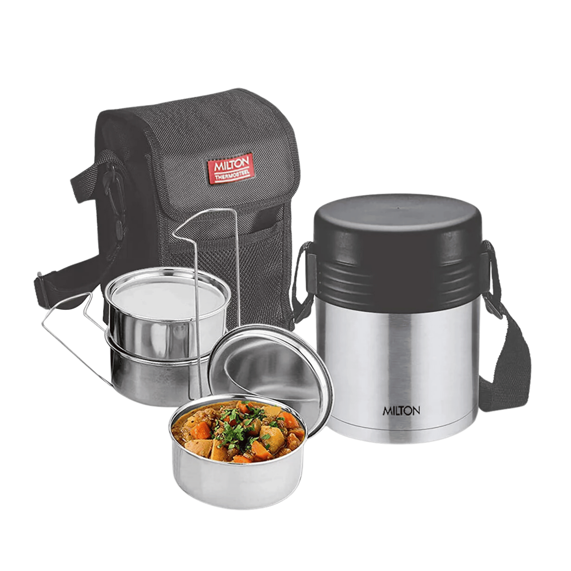 Buy Milton Tuscany Thermosteel with plain lid Lunch Box Pcs