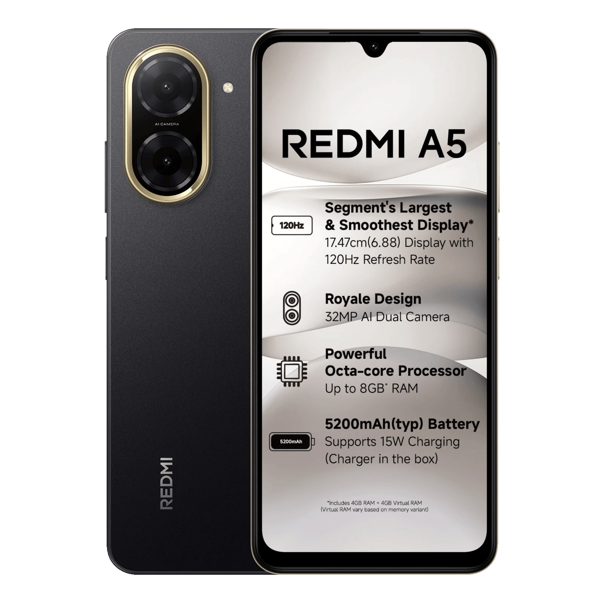 Shop Redmi A5 (Just Black, 128GB) (4GB RAM) at best offers!