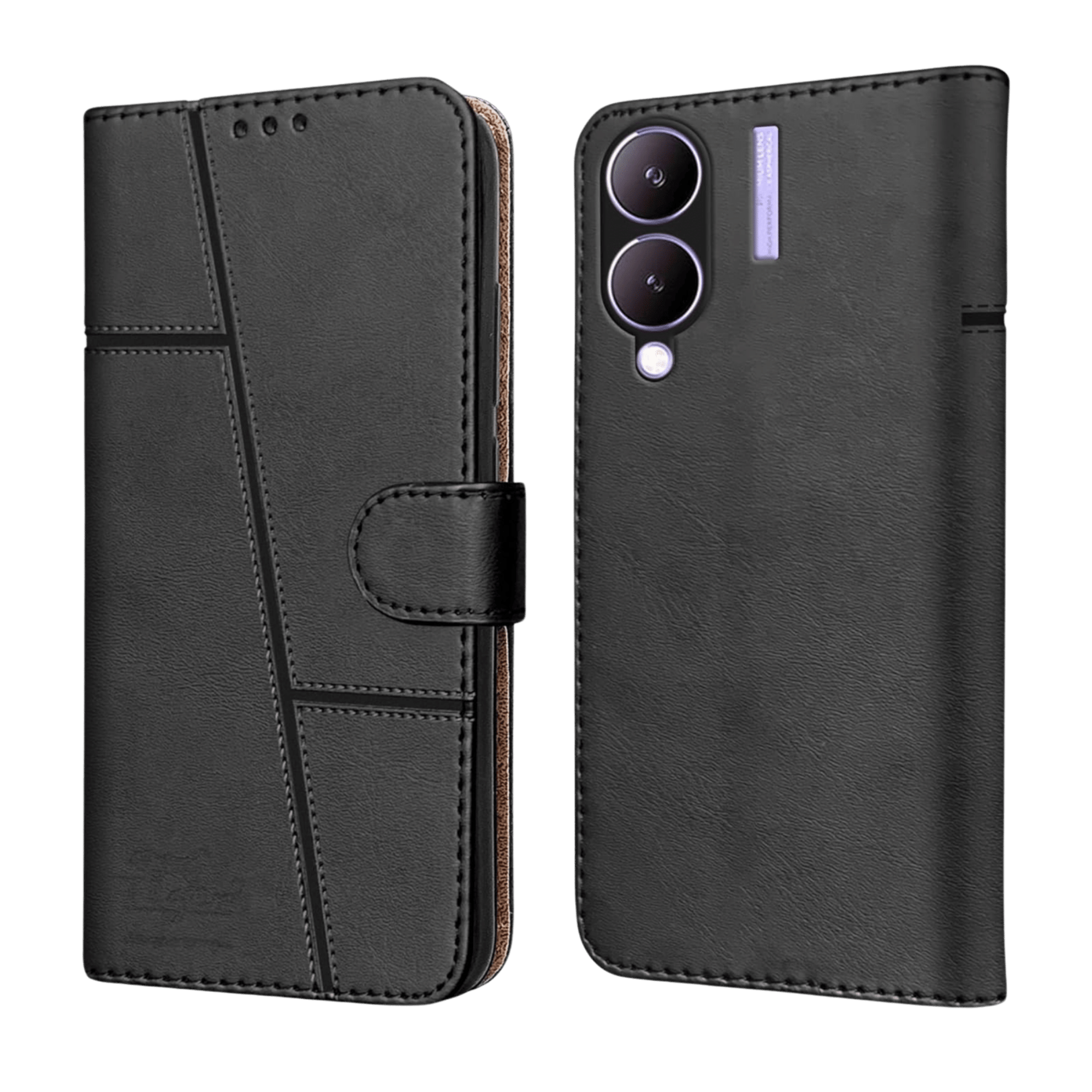 Heiger Flip Cover For Vivo Y28 5G/Y17S Black at Online!