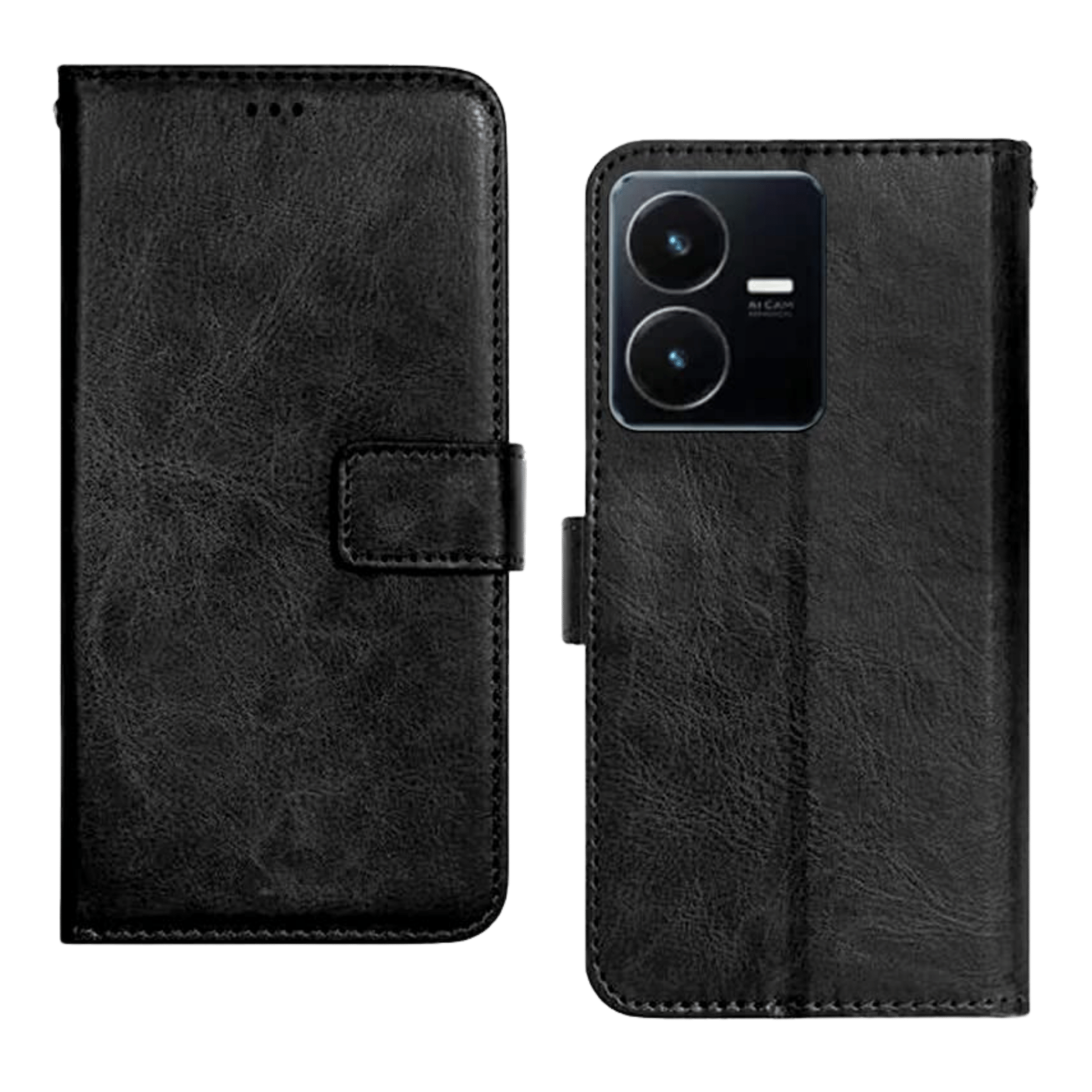 Buy Trumbote Flip Cover Vivo Y22 Black best price Poorvika