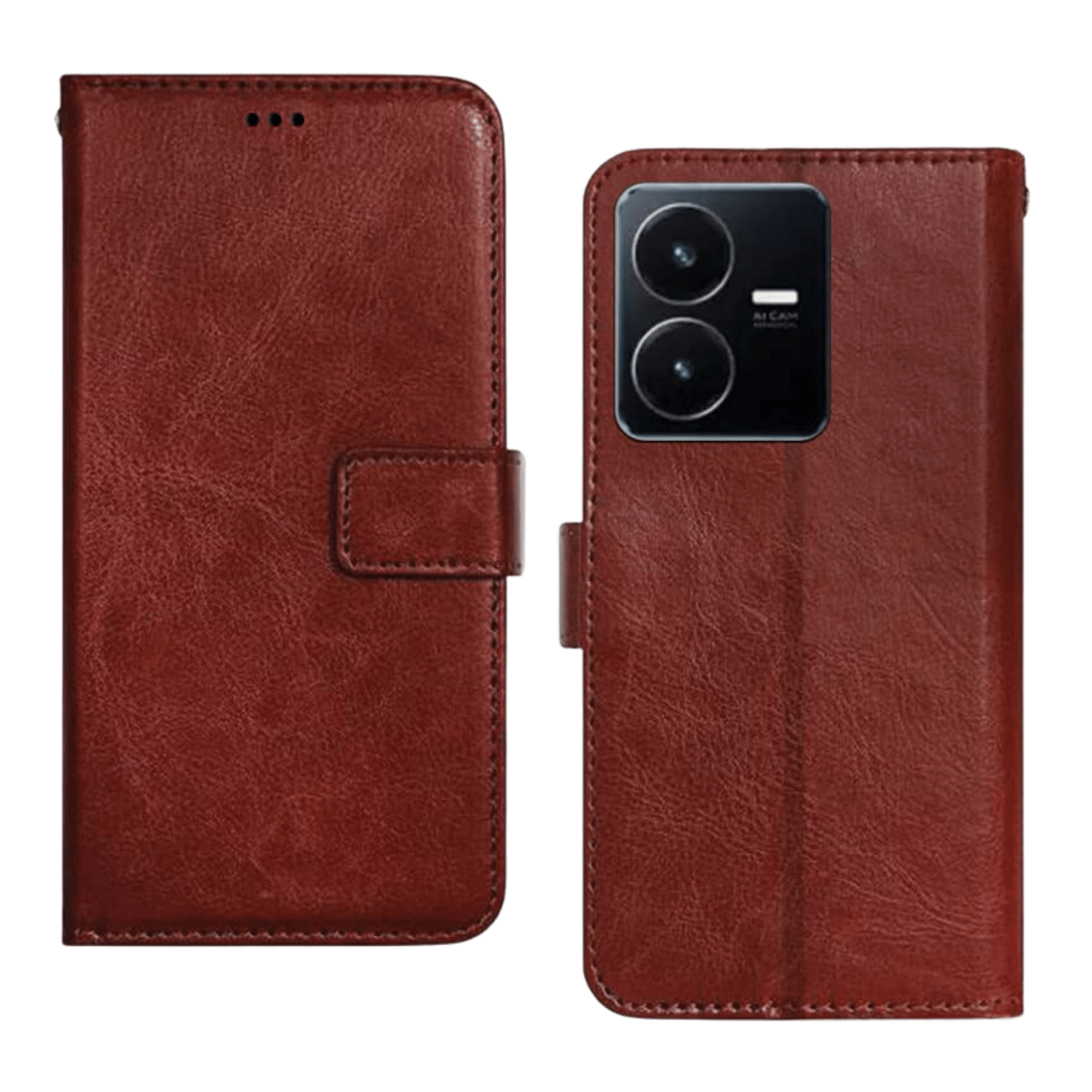 Shop Trumbote Flip Cover For Vivo Y22 (Brown) at best price