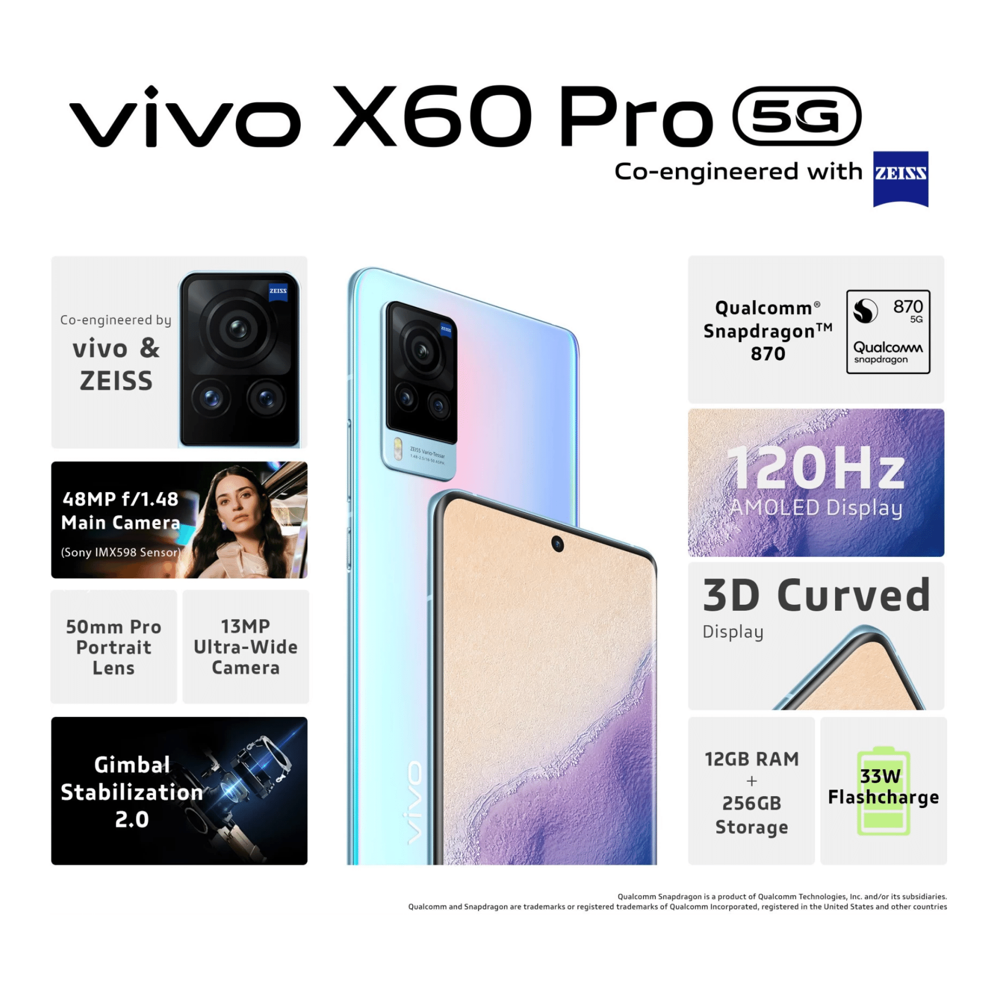 Order Vivo X60 Pro 5G (Shimmer Blue, 12GB-256GB) online